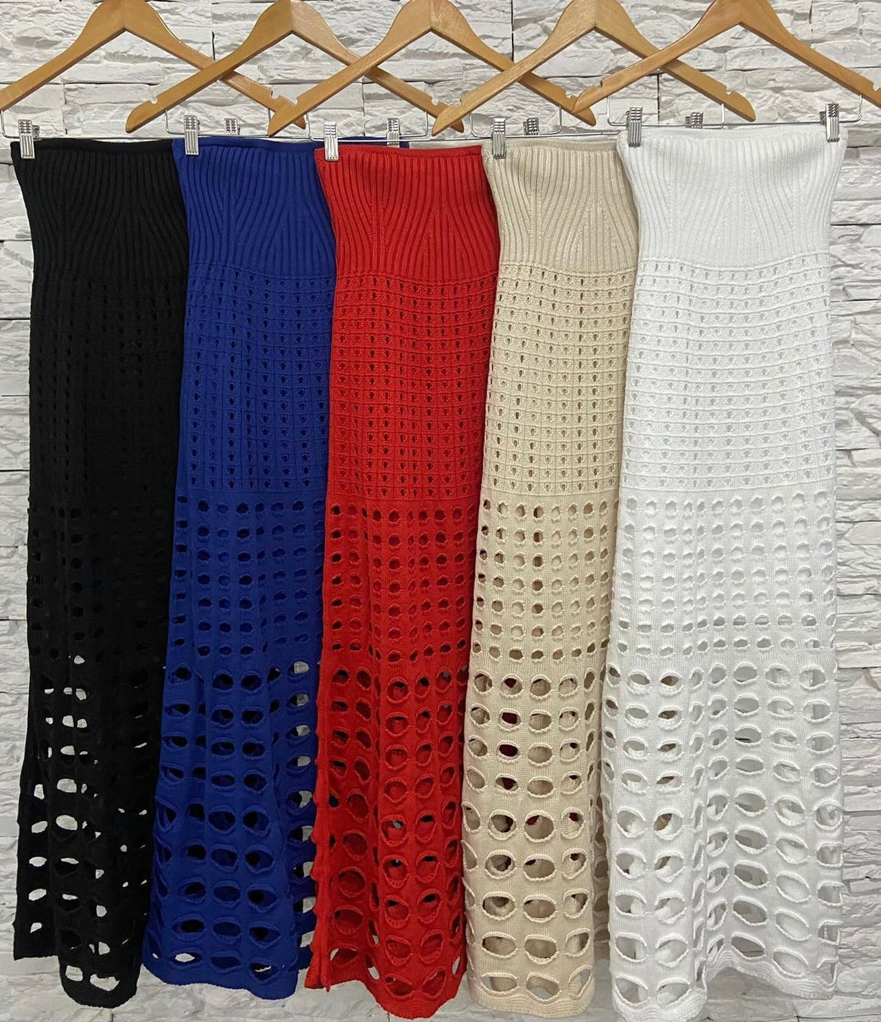 Vestido Tricô Longo Trama Furada