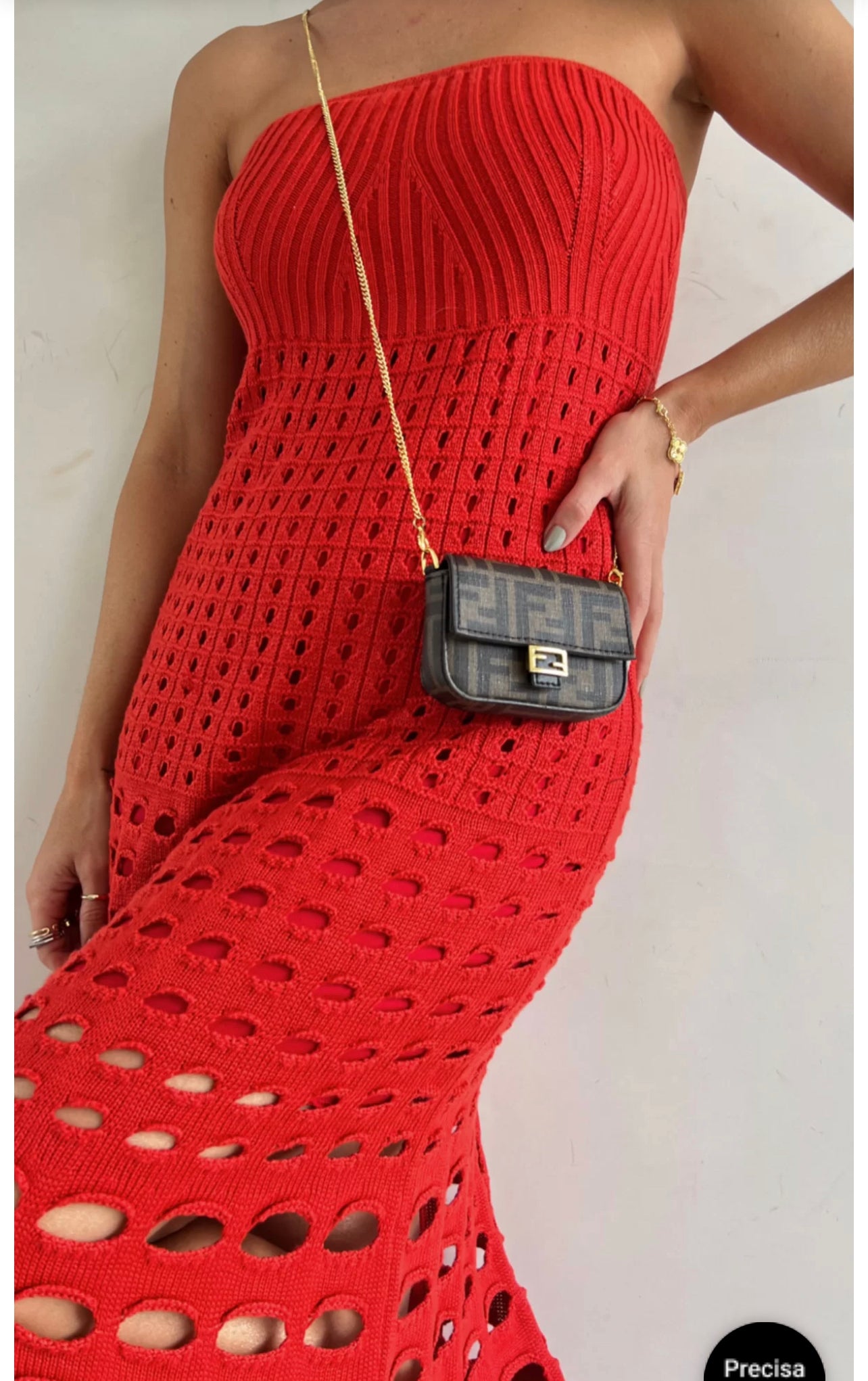 Vestido Tricô Longo Trama Furada