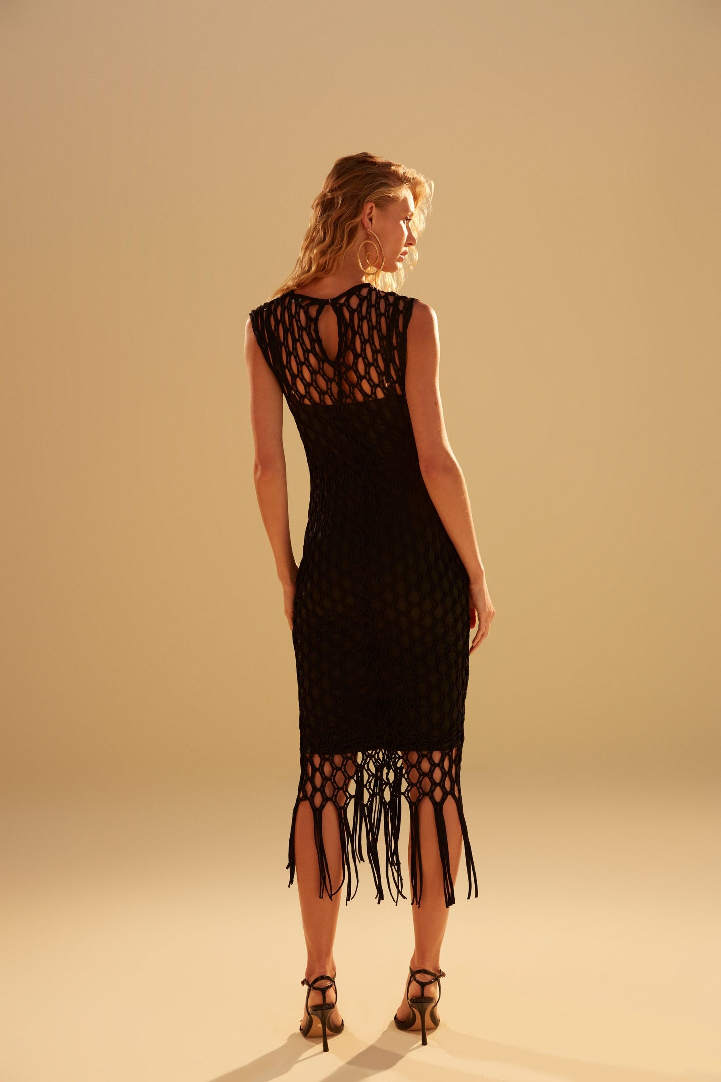 Vestido Fernanda Macramê Preto