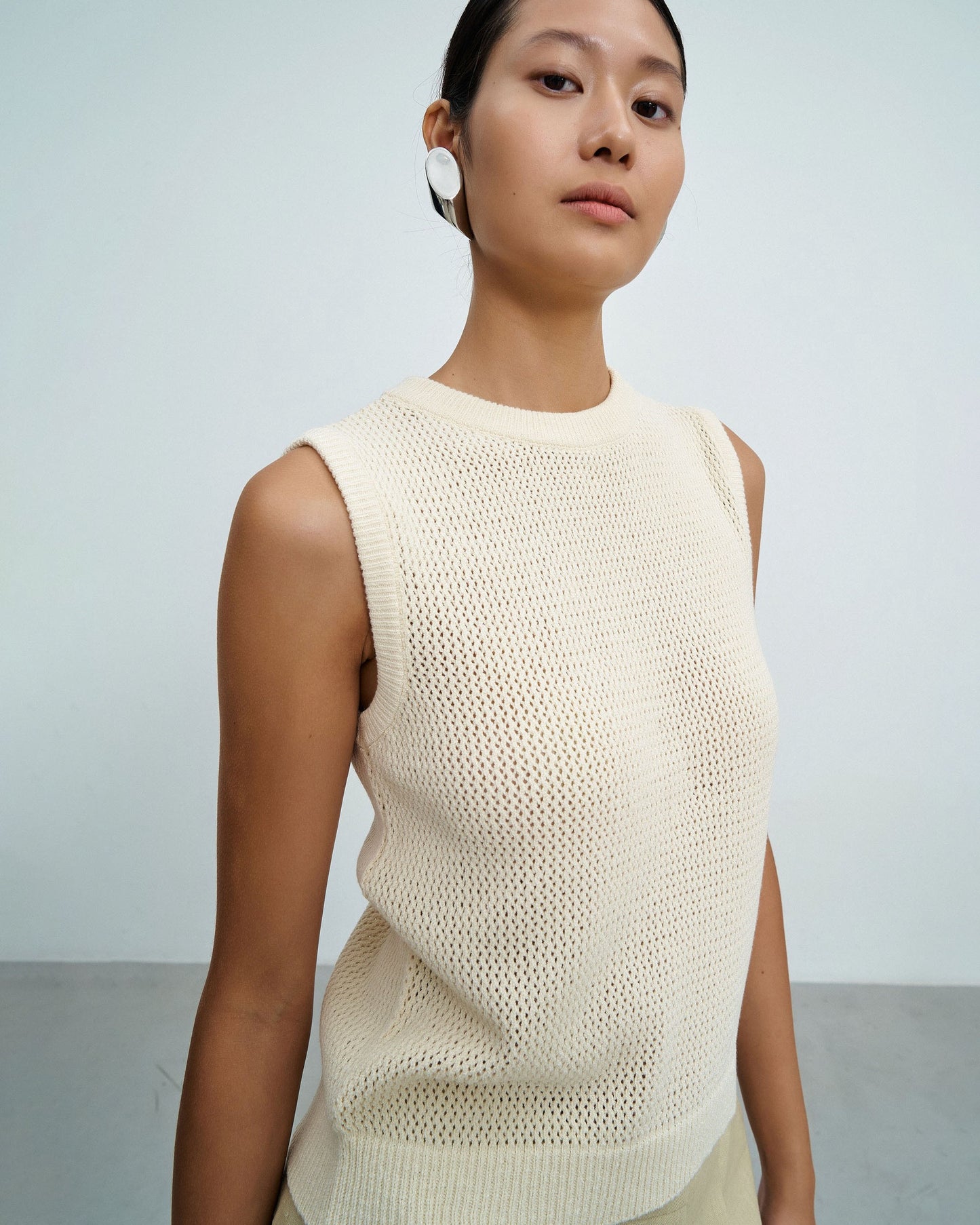 Blusa Colete Tricô Flávia Marfim