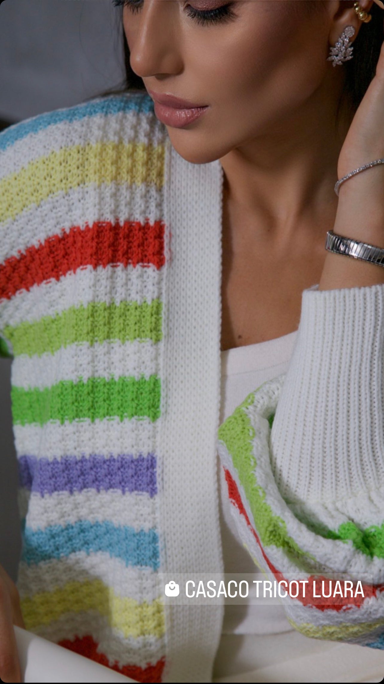 Casaco Luara Tricot Listras Colorido