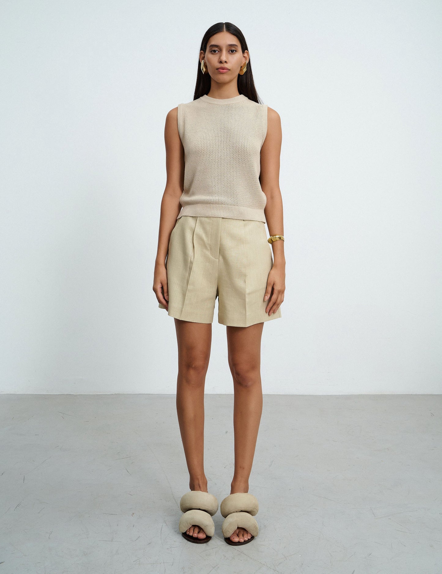 Blusa Colete Tricô Flávia Bege