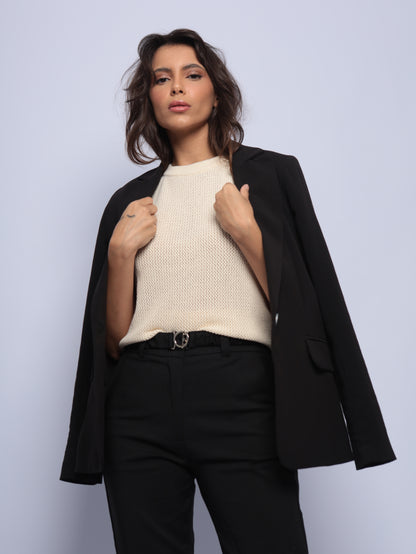 Blusa Colete Tricô Flávia Marfim