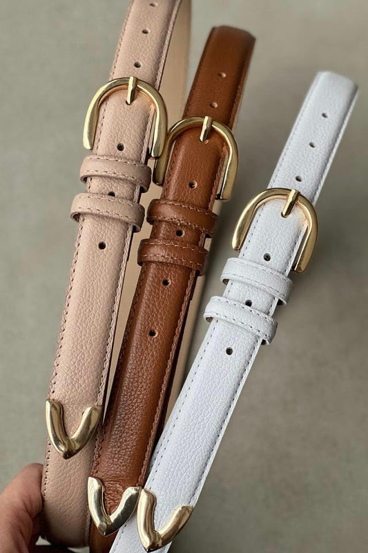 Cinto Couro Premium Detalhe Dourado