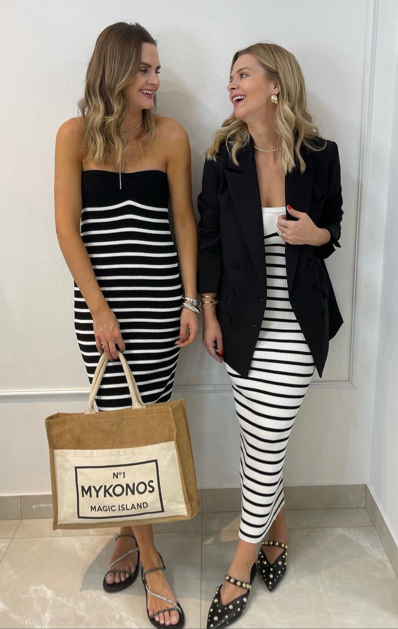 Vestido Tricô Listrado Tomara Que Caia