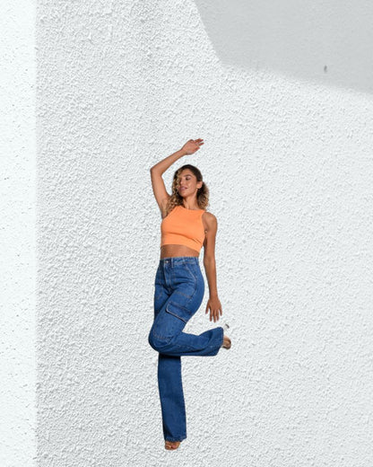 Calça Jeans Reta Cargo to