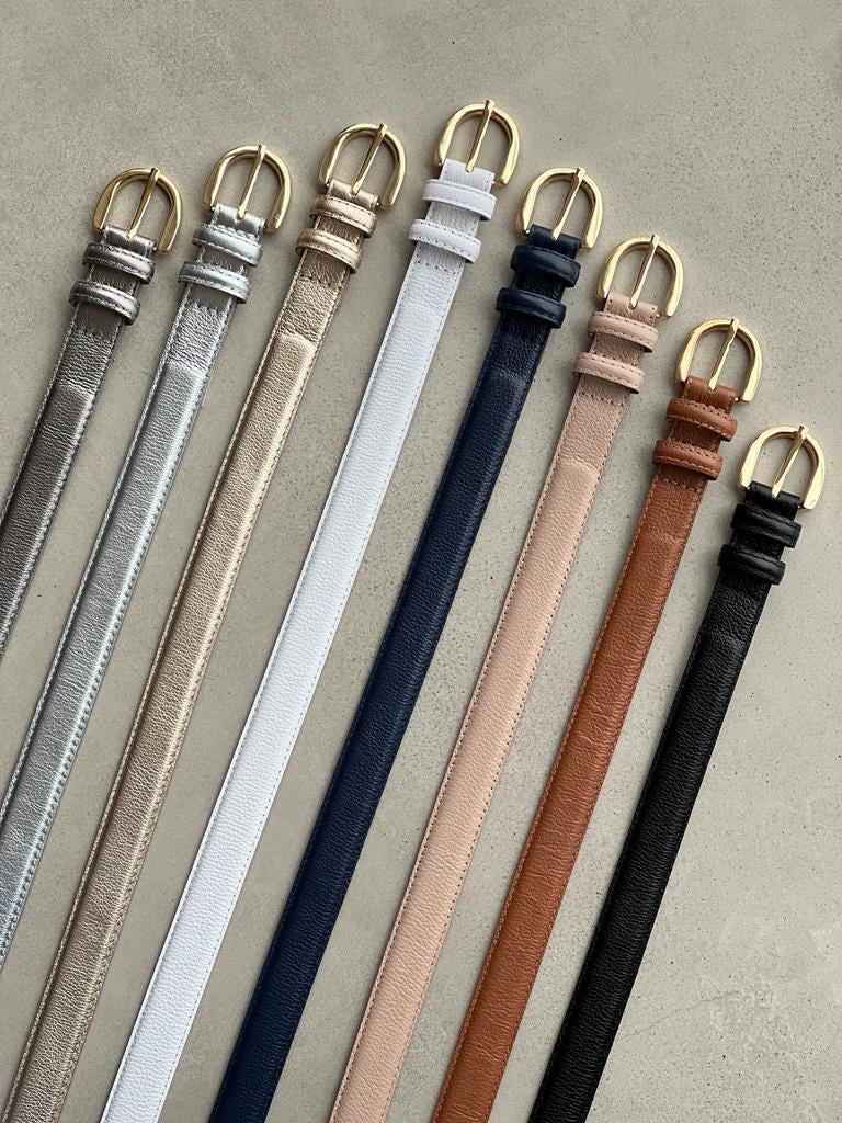 Cinto Couro Premium Detalhe Dourado