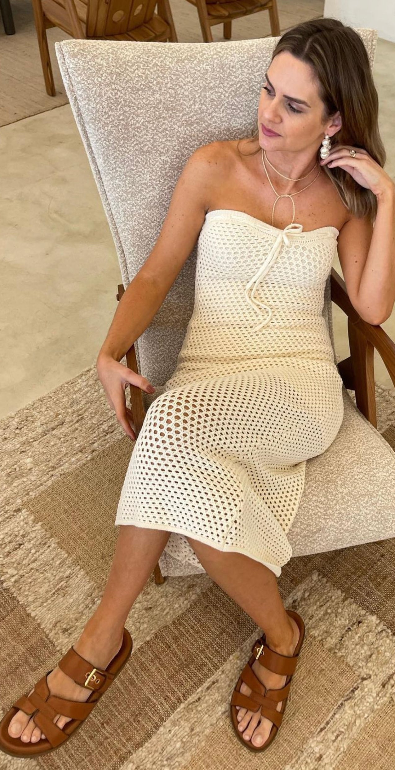 Vestido Crochê Tomara que Caia