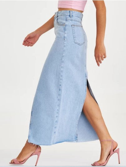 Saia Jeans Longa Fendas
