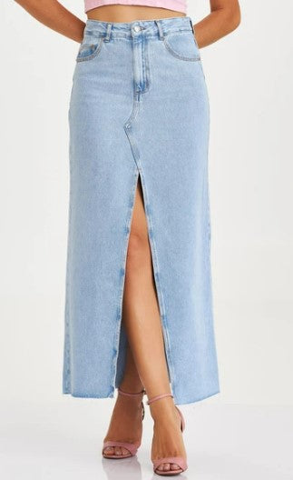 Saia Jeans Longa Fendas