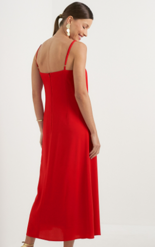 Vestido Midi Longuete Viscose Vermelho