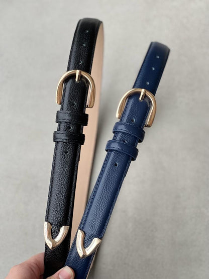 Cinto Couro Premium Detalhe Dourado