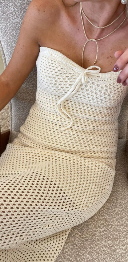 Vestido Crochê Tomara que Caia