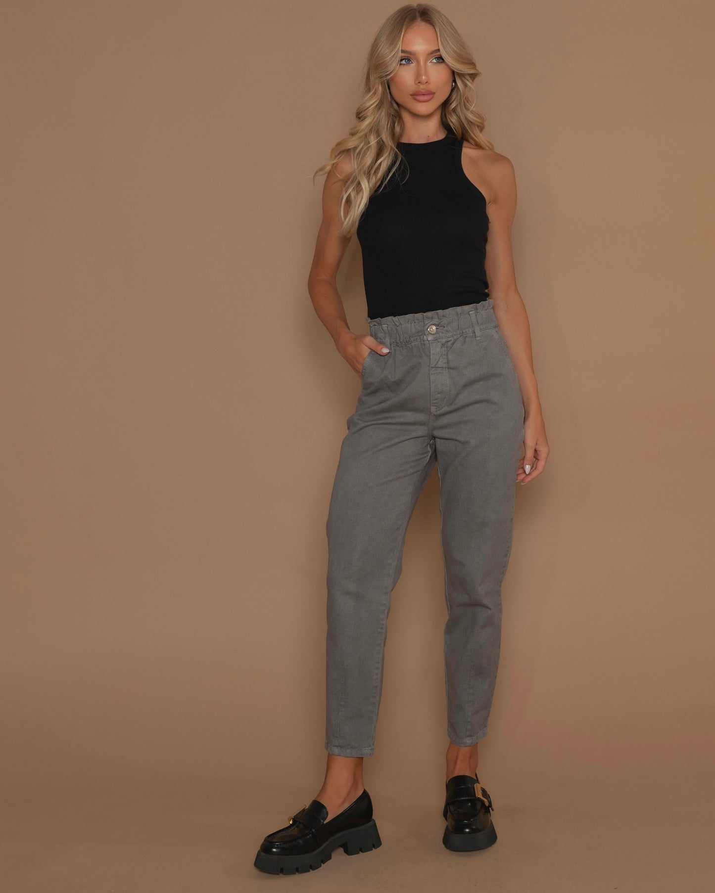 Calça Baggy Jeans Cinza