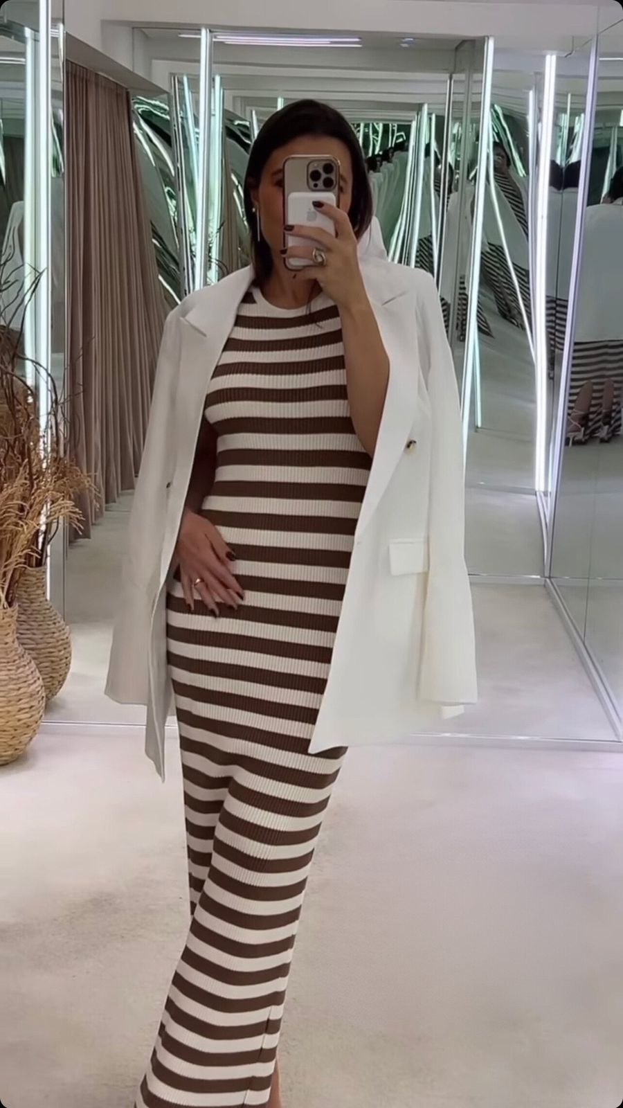 Vestido Marbella Listras Bege