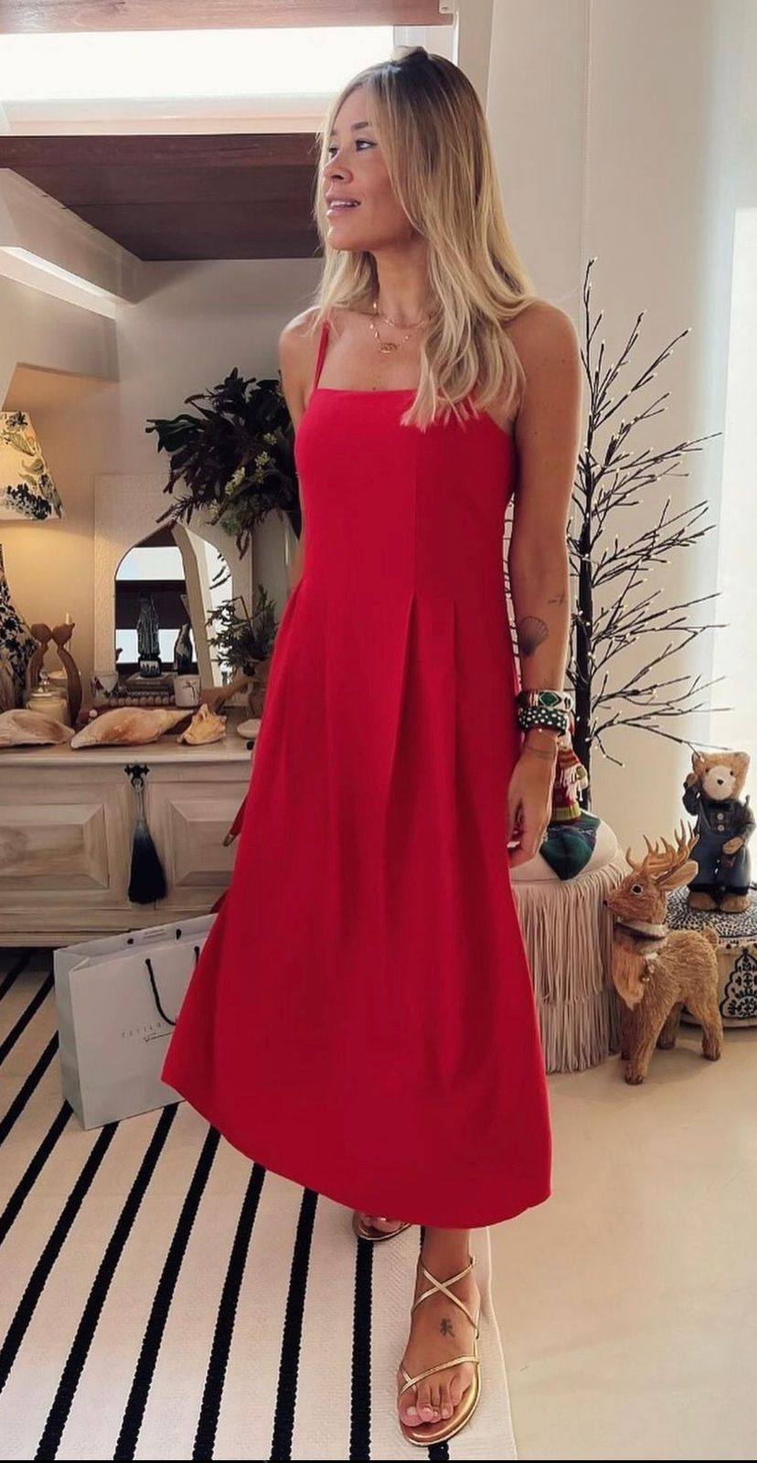 Vestido Midi Longuete Viscose Vermelho