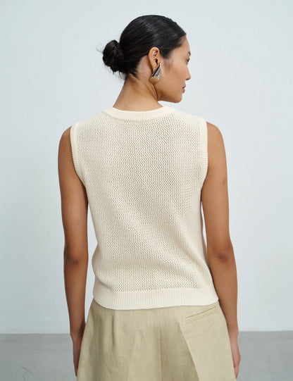 Blusa Colete Tricô Flávia Marfim
