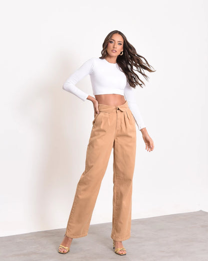 Calça Caramelo Cós Virado