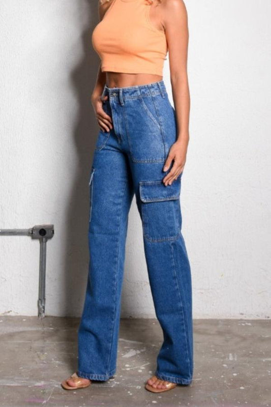 Calça Jeans Reta Cargo to