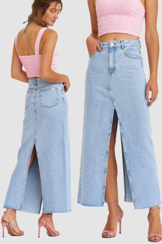 Saia Jeans Longa Fendas