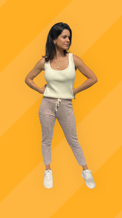 Calça Moletom detalhe em Linho