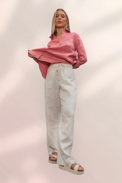 Calça 100% Linho Areia