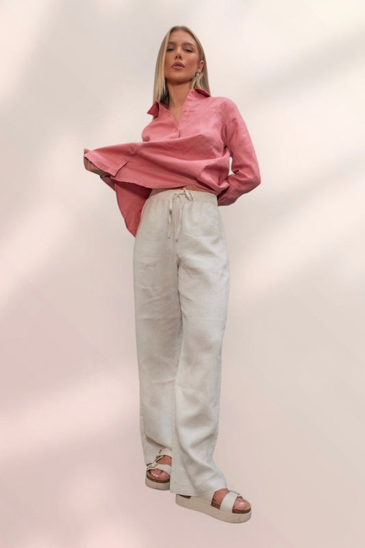 Calça 100% Linho Areia