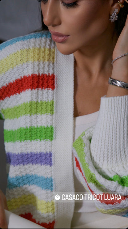 Casaco Luara Tricot Listras Colorido