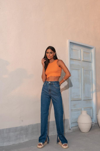 Calça Jeans Reta Média