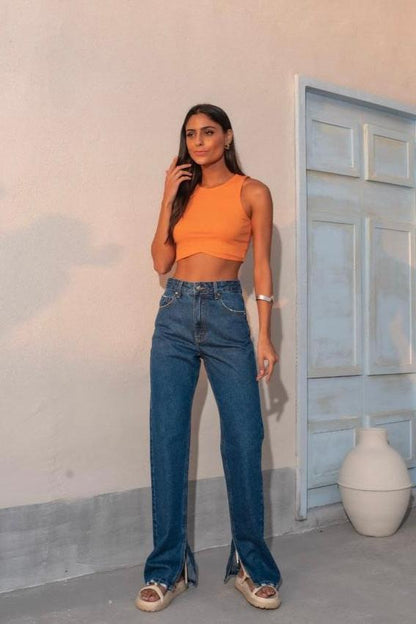 Calça Jeans Reta Média