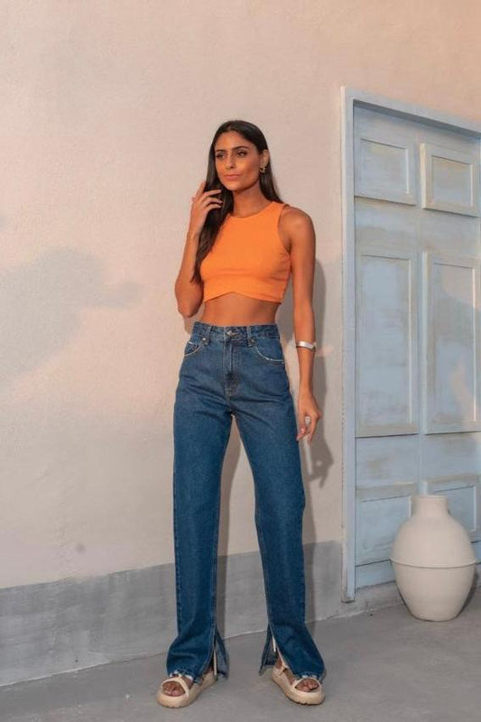 Calça Jeans Reta Média