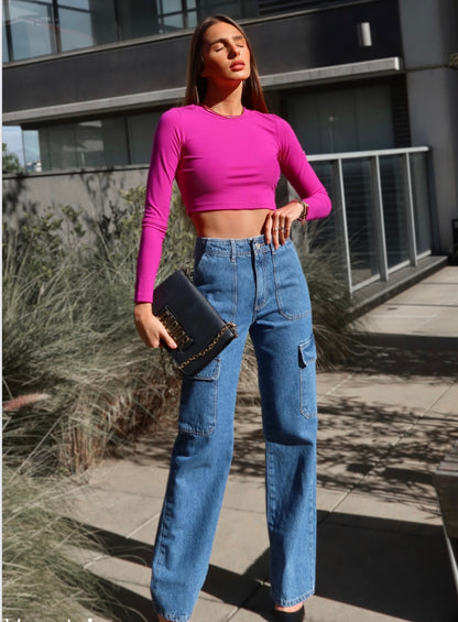 Calça Jeans Reta Cargo to