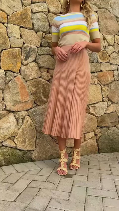 Blusa Tricô Listrada Areia/Amarelo