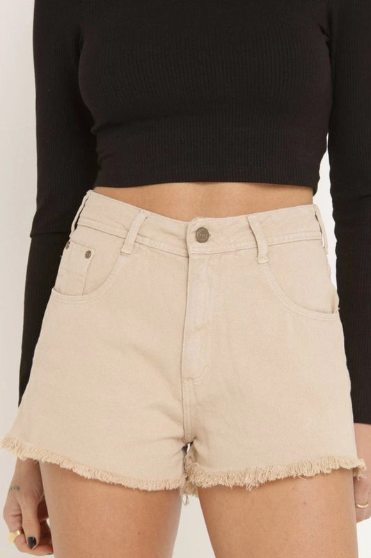 Shorts Cintura Alta Bege