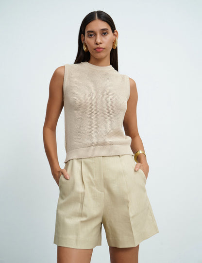 Blusa Colete Tricô Flávia Bege
